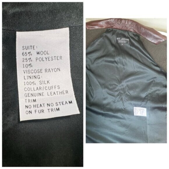 St.John Couture Vintage Knit Leather Fur Jacket Blazer  Wool Silk Classic Luxury - Picture 13 of 16